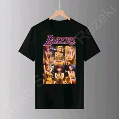 Baju Kaos Oblong LA Lakers Japan Waifu Pendek Hitam Black TShirt Viral Shirt Murah Obral Basket Ball