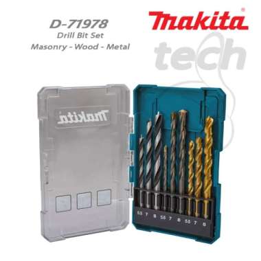 Mata Bor Tembok Beton Kayu Besi Drill Bit Set Makita D-71978