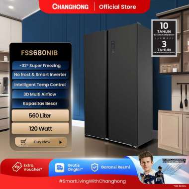 CHANGHONG Kulkas 2 Pintu Side by Side FSS680NIB [560 L] ( Kulkas Inverter) (Kulkas Anti Bunga Es) ( 