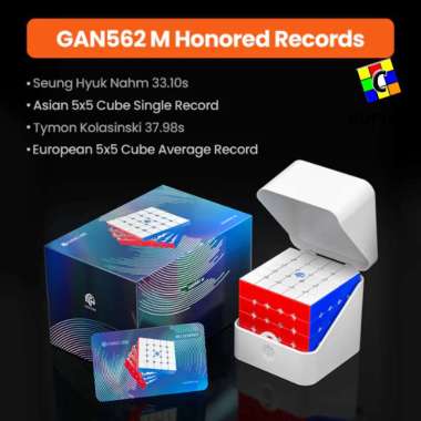 Rubik Magnetic Gan 562 M 5x5x5 Magnetik 5x5 Stickerless 562M Gan562 M Matte Frosted / UV Coated fros