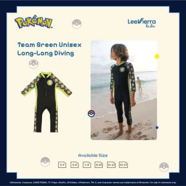 Pokémon Long-Long Sleeves Diving, Baju Renang Anak 3-4Y Team Green