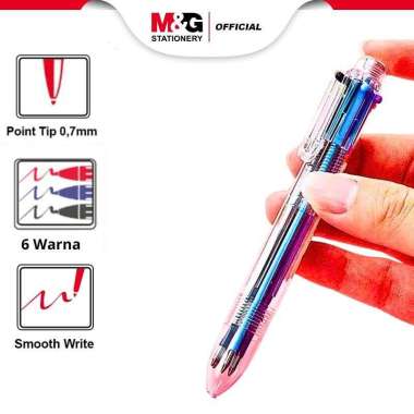 M&G 6 Colors in 1 Ball Pen 0.7mm Black/Blue/Purple/Pink/Orange/Green colorful Pena 6 warna dalam 1 p