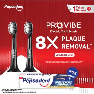 Pepsodent Provibe Refill Head Deep Clean [Isi 2] Free Pepsodent Complete8 Whitening [190 g]