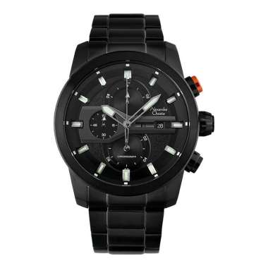 Jam Tangan Pria Alexandre Christie Chronograph AC 6562 MC BIPBA Men Black Dial Black Stainless Steel