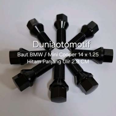 Baut Roda BMW / Mini Cooper 14 x 1.25 Hitam Short Panjang Ulir 2.8 Cm