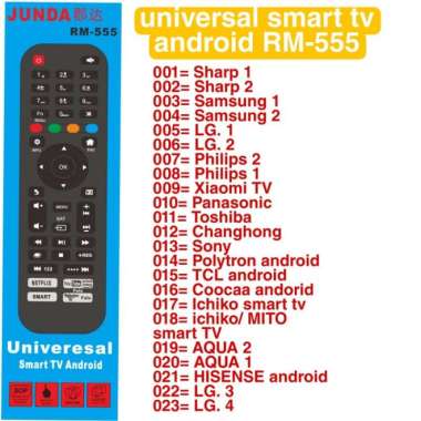 REMOTE UNIVERSAL LED SMART TV ANDROID JUNDA RM 555