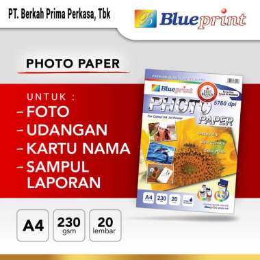 Kertas Foto Glossy , Glossy Photo Paper BLUEPRINT A4 230 gsm, Kertas Print
