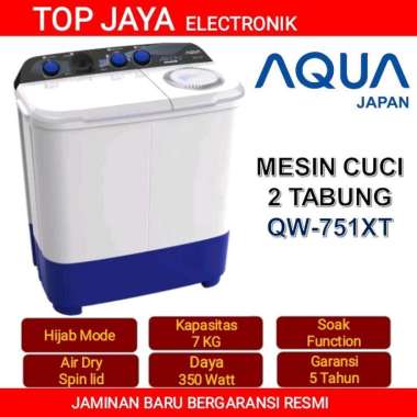 MESIN CUCI AQUA 7KG 2 TABUNG HIJAB SERIES BARU BERGARANSI RESMI bubble Wrapp