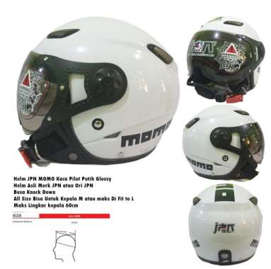 Helm Dewasa Kaca Pilot Retro Klasik Japstyle JPN MONSA MOMO / Kawai KP 08 Kaca Riben Putih Glossy Me