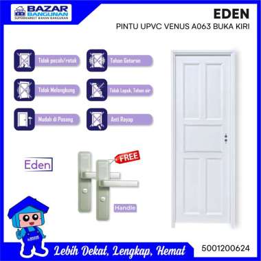 Eden - Pintu Kamar Mandi / Wc Upvc Venus A063 Buka Kiri White