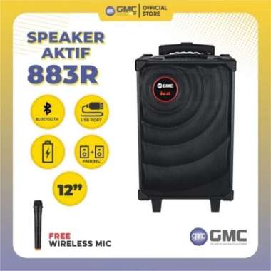 BATAM - GMC 883R 883 R portable speaker aktif bluetooth 12 inch kayu