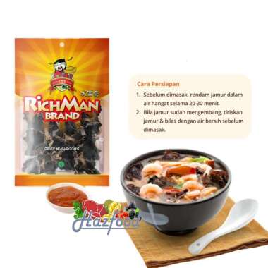 RichMan Brand Wood Ear Mushroom (Bokji Hitam Putih) Jamur Kuping Kering 40 Gram