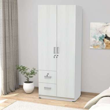 KIRANA Tea - Lemari Pakaian Kayu Wardrobe 2 / 3 Pintu Modern Minimalis 2 Pintu Polos