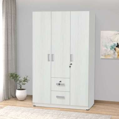 KIRANA Tea - Lemari Pakaian Kayu Wardrobe 2 / 3 Pintu Modern Minimalis 3 Pintu Polos