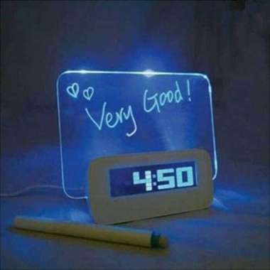 jam alarm led dengan memo board menyala
