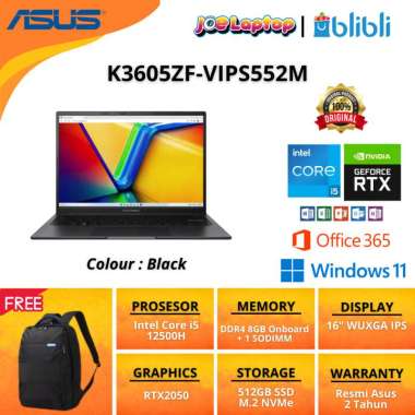Asus K3605ZF-VIPS552M Black i5 12500H Win11 OHS