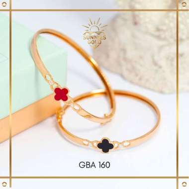GELANG ANAK EMAS ASLI MODEL CLOVER MERAH DAN HITAM TERBARU MEWAH DAN SIMPLE EMAS MUDA KADAR 6K (300)