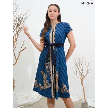 Evercloth Mirna Dress Batik Wanita Gaun Batik Couple Sarimbit Terusan Model Kancing Katun Stretch Bi