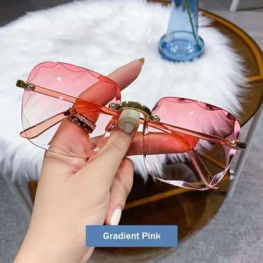 KAMJE Kacamata Hitam Wanita Tanpa Bingkai Sunglasses Kaca Mata Fashion KMJ250 GRADIENT PINK