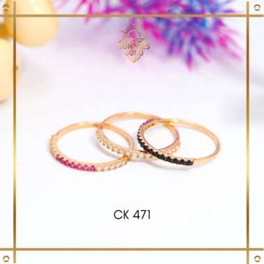 CINCIN WANITA EMAS ASLI EMAS MUDA KADAR 8K (375) MODEL LISTRING MEWAH MINIMALIST WARNA PINK PUTIH DA