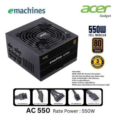 PSU Acer AC550 550 Watt 80+ Bronze Full Modular Power Supply - Black