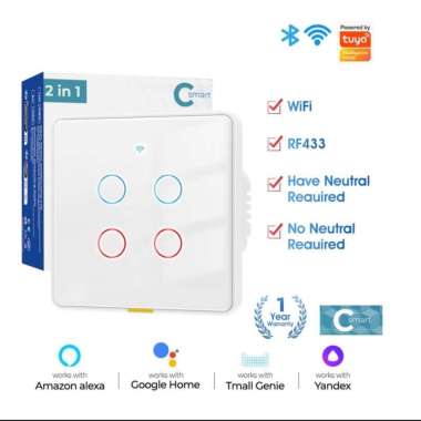 Tuya Wifi Smart Switch RF433 Smart Life Home No Neutral Wire+Neutral Wire Wireless WiFi RF 433 Wall
