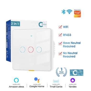 Tuya Wifi Smart Switch RF433 Smart Life Home No Neutral Wire+Neutral Wire Wireless WiFi RF 433 Wall 