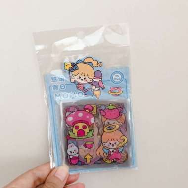 Sticker Karakter Cute Girl Daily Transparan isi 25pcs Blue