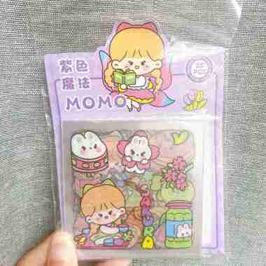 Sticker Karakter Cute Girl Daily Transparan isi 25pcs Purple