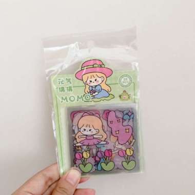 Sticker Karakter Cute Girl Daily Transparan isi 25pcs Green