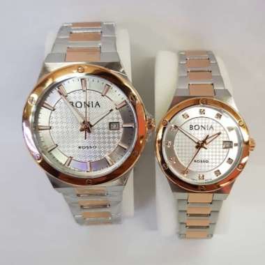 Jam Tangan Bonia BNR192 Rosso Stainless Steel Couple Silver Rosegold
