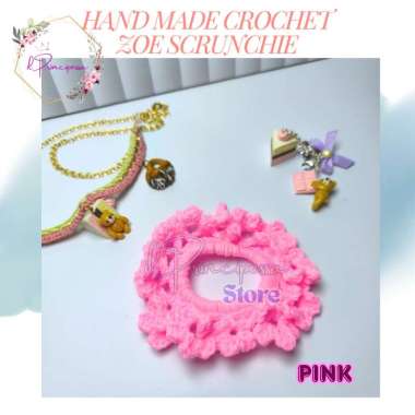 HAND MADE CROCHET - ZOE SCRUNCHIE - IKAT RAMBUT RAJUT - SCRUNCHIE Pink