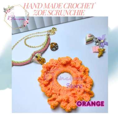 HAND MADE CROCHET - ZOE SCRUNCHIE - IKAT RAMBUT RAJUT - SCRUNCHIE Orange