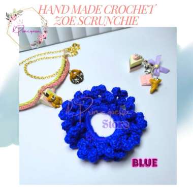 HAND MADE CROCHET - ZOE SCRUNCHIE - IKAT RAMBUT RAJUT - SCRUNCHIE Blue
