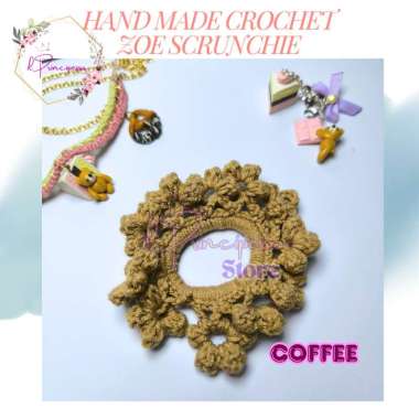 HAND MADE CROCHET - ZOE SCRUNCHIE - IKAT RAMBUT RAJUT - SCRUNCHIE Coffee