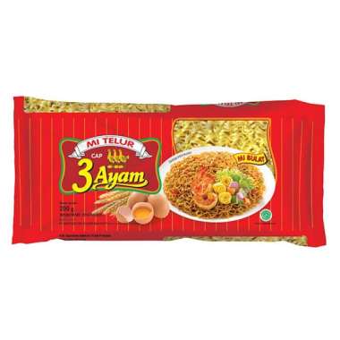 Cap 3 ayam mie telur kuning / merah 200 gram merah