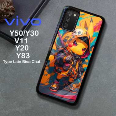 Custom Case TPU 3D Casing Softcase Tempered Glass Cover Belakang Hp Vivo Y50, Y30, V11, Y20 Vivo Y30