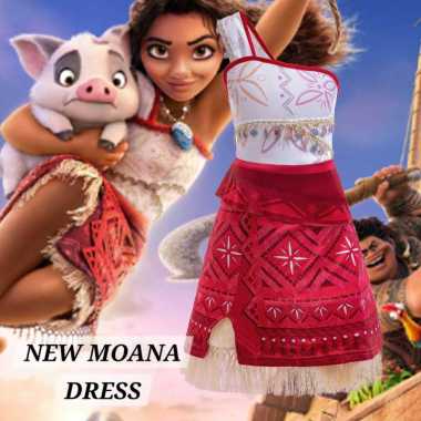 NEW MOANA DRESS KOSTUM PRINCESS HAWAII GAYA BOHEMIAN DRESS ANAK CEWEK 110