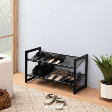 Dekoruma ISEJI Rak Sepatu 2 Tingkat Stackable / Bisa Disusun - Hitam