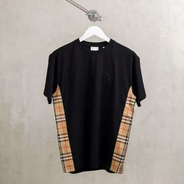 Kaos BURBERRY TAPE SIDE CHECK B POCKET BLACK 100% ORIGINAL L