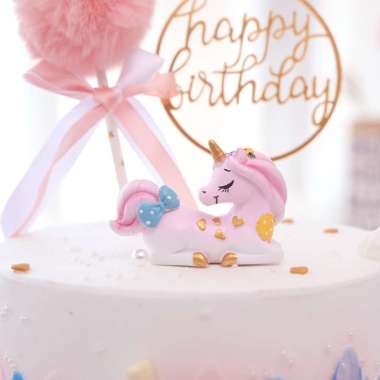 Dekorasi Hiasan Kue Ulang Tahun Unicorn - Birthday Anak Cake Topper Unicorn Pink