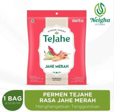 Tejahe Permen Herbal Rasa Jahe Merah Bag 50 Butir Untuk Menghangatkan Tubuh dan Tenggorokan