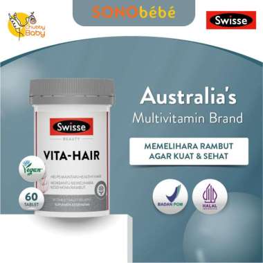 Swisse Beauty Vita-Hair Film Coated 60s - Multivitamin Suplemen & Vitamin Perawatan Rambut