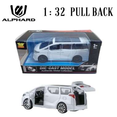 Diecast Miniatur Mainan Toyota Alphard Open Pintu Bagasi Pullback Putih