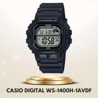 Casio WS-1400H-1AVDF Jam Tangan Pria Digital Lap Memory 60 Illuminator Original