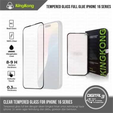 Kingkong Full Glue Tempered Glass Screen for iPhone 16 / 16 PLUS / 16 PRO / 16 PRO MAX / 16E Pelindu