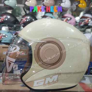 HELM HIJAB GM POP ANTI PUSING CEPOL WANITA ORIGINAL CRYSTAL CREAM XL