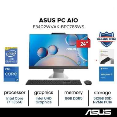 ASUS PC AIO E3402WVAK-BPC785WS Core i7-1355U 8GB 512 SSD 23,8" WIN11 OHS Non Paket