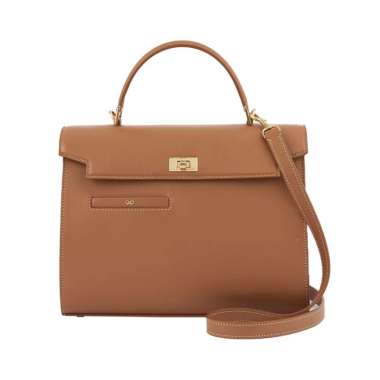 Anya Hindmarch Mortimer Top Handle Bag Calf Leather Pecan Brown