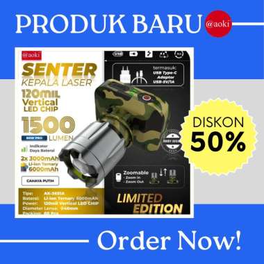 AOKI PRO ARMY AK-3651 SENTER KEPALA ZOOM 1500 Lumens Limited Edition